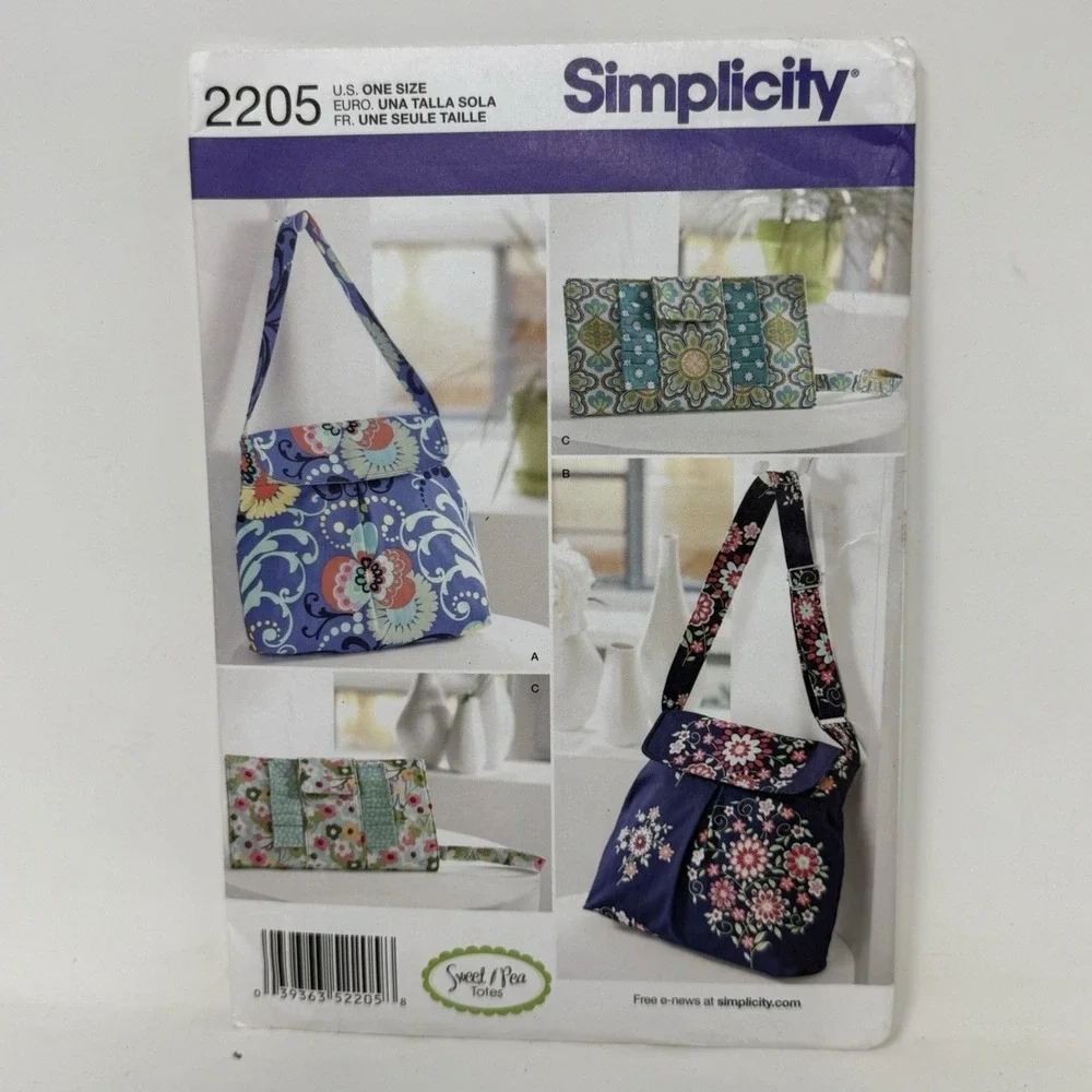 Simplicity Purse Pattern  Sweet Pea Totes Bag Clutch 2205 OS Uncut FF